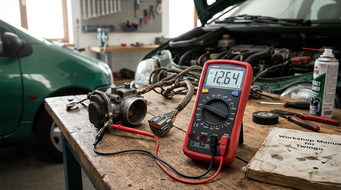 Multimètre dans un environnement d'atelier Renault Twingo 1.